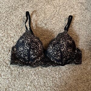 Aerie Black Floral Lace Bra